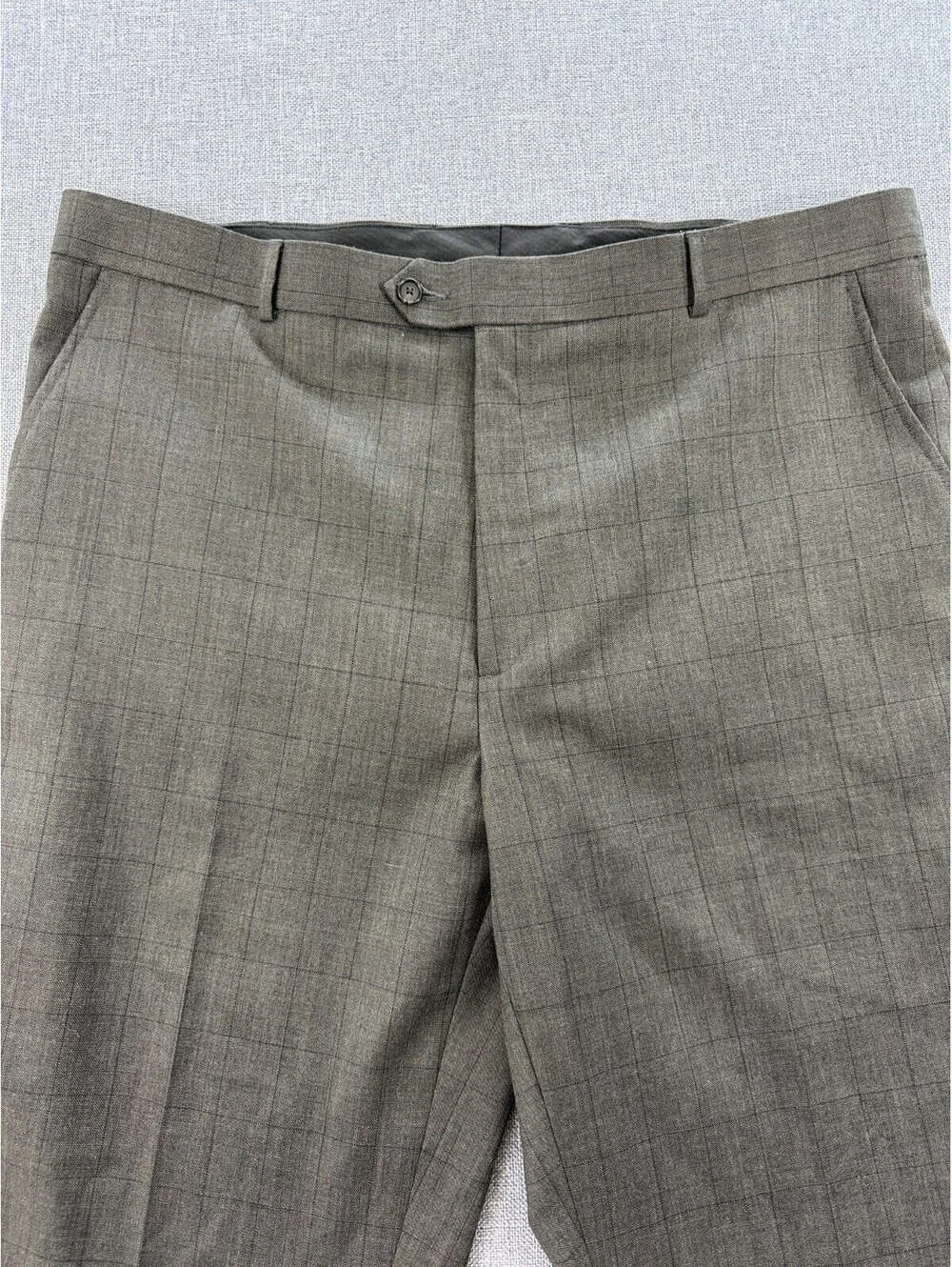 Stafford Classic Fit Mens Dress Pants 42x32 Brown Check Wool Blend